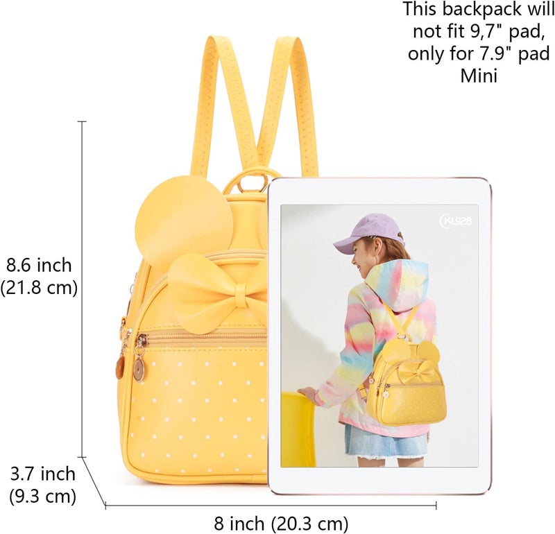 KL928 Girls Mini Backpack Bowknot Polka Dot Cute Small Daypacks Convertible Shoulder Bag Purse for Women - Image 1